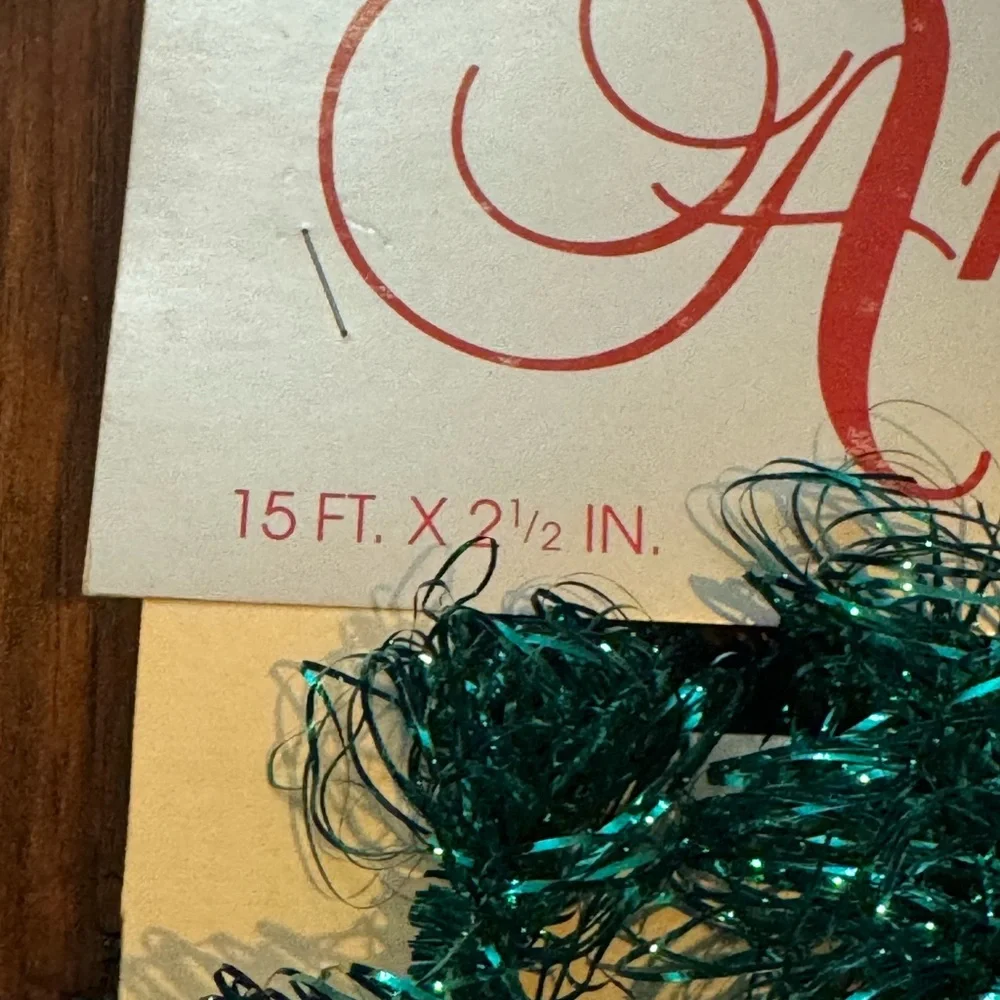 Vintage Young Craft Angel Spun Tinsel Garland In Aqua Blue, USA - 15 Ft, New